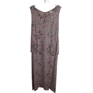 TT‎ MAR Womens Pink Floral Maxi Dress Sleeveless V Neck Button Back Rayon